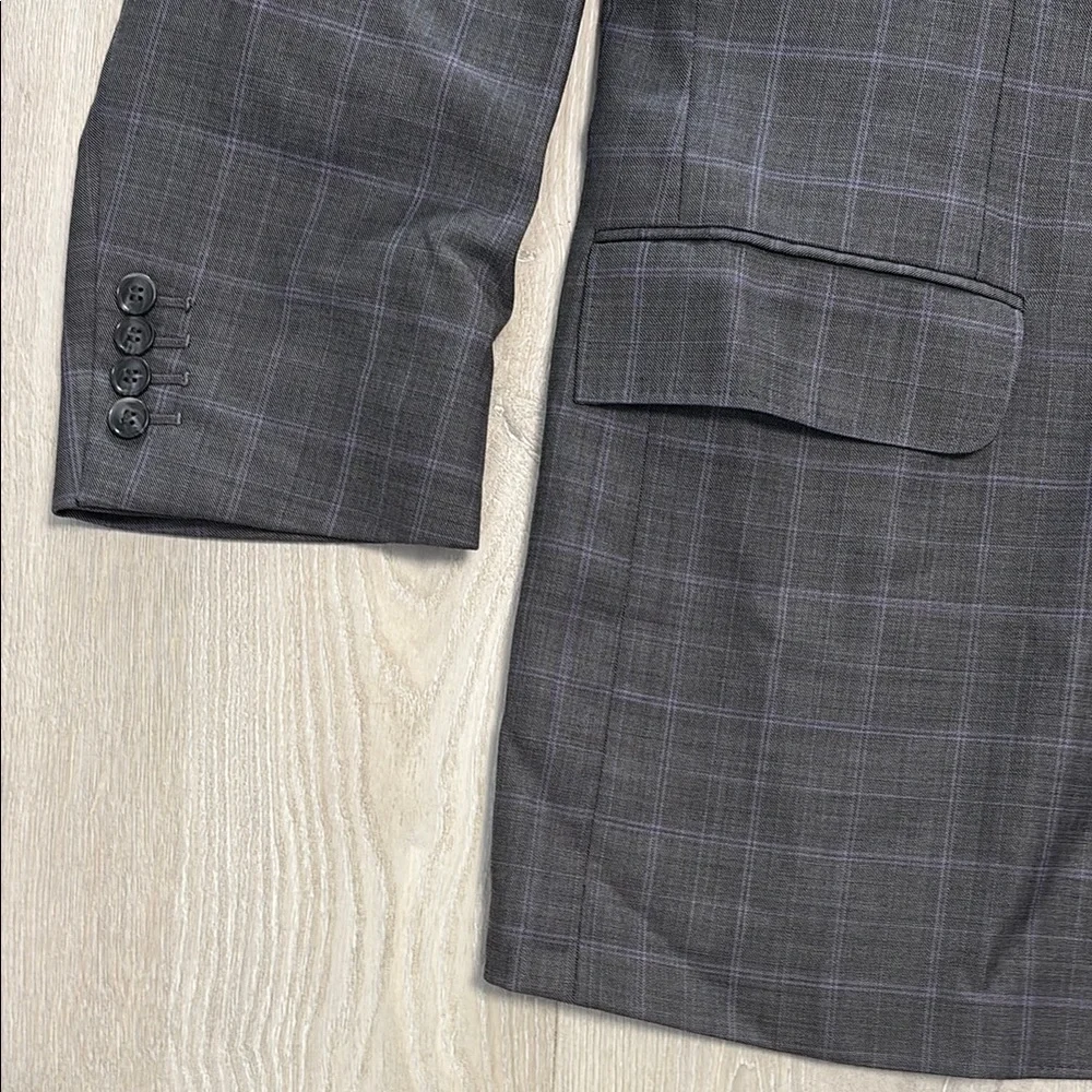 🔥BUNDLESALE Mens Giovanni Elegant Gray & Lavender Plaid Sports Coat Blazer